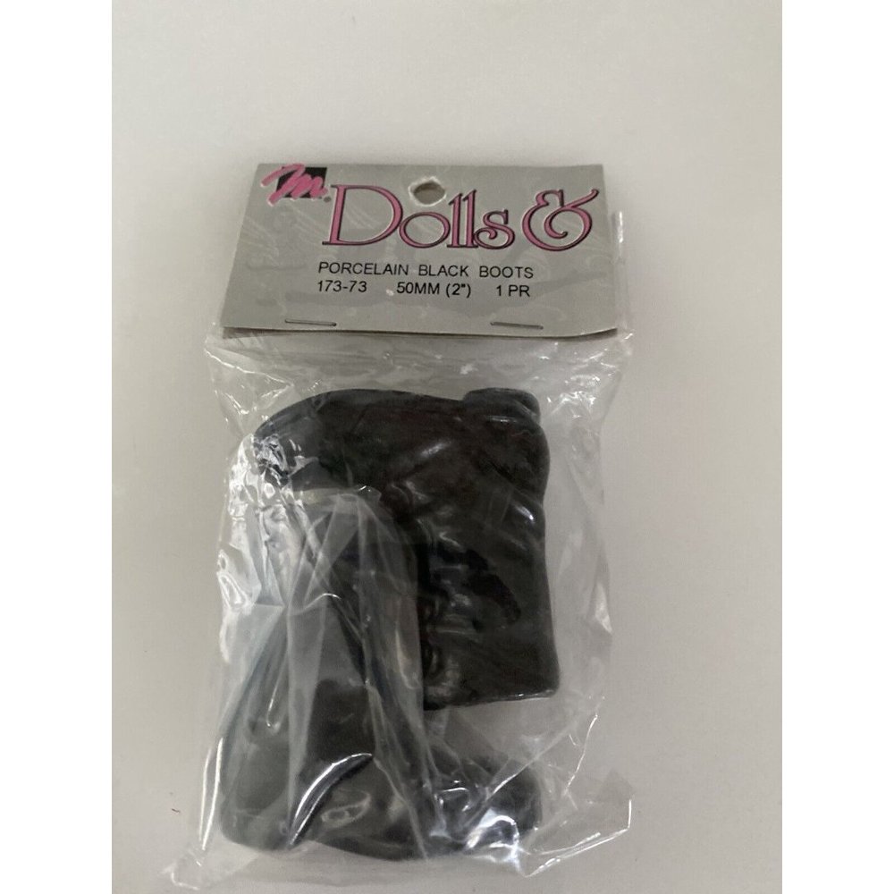 Vintage 2 In Black Porcelain Doll Boots by Dolls & Supplies in Original Bag - Picture 13 of 13